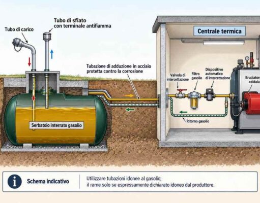 Collegamento di un serbatoio interrato a gasolio
